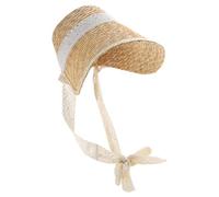 Bbajszx Sombrero de Paja Tejido a Mano para Mujeres, Adolescentes, niñas, sombrilla, Gorro de Playa de Princesa, Accesorios de fotografía, Sombrero de Encaje, Paja Ligera