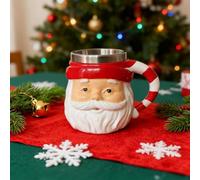 BBASILIYSD Tazas de café de Papá Noel de Navidad, taza de cerámica vintage con cabezas de Papá Noel, tazas de Navidad 3D, regalo para suministros de paty, café, té, chocolate caliente, bebidas de