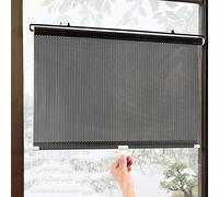 BBAUER Suction Cup Roller Blinds,Blackout Curtain,Punch-Free Retractable Balcony Sun Shade,Sunscreen Insulation Shading Curtain/Black/W58*L125Cm/23 * 49In