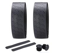 BBB Cinta antideslizante para manillar de bicicleta de carretera, urbana y MTB, incluye tapones de manillar y cinta de acabado negra UltraRibbon Gel BHT-15G