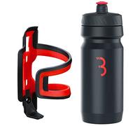 BBB Dualattack Botella de Agua de Ciclismo de 550 ml y combinación de Jaula para Bicicletas, Ajuste Universal, Combo CompTank BBC-40C, Unisex, Negro Rojo Negro Rojo