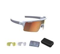BBB Fuse Gafas Deportivas para Bicicleta de montaña con Cristales Grandes de Grilamid y Grava, para Hombre y Mujer, Color Blanco Mate, BSG-65, Unisex Adulto, Matte White Orange, Talla única