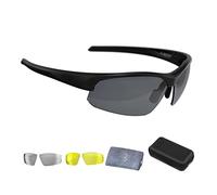 BBB Gafas de sol para ciclismo con estuche de viaje, montura de policarbonato, 3 lentes intercambiables Impress BSG-58T, negro mate