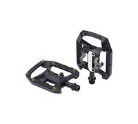 BBB Pedales de Doble función con Tacos SPD y Plano de 9/16 Pulgadas, Aluminio Duradero, Antideslizante, tensión Ajustable para MTB Urban Electric Bike DualChoice Trail BPD-62, Negro Mate