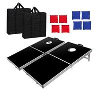 BBBuy Juego de juego plegable de Cornhole Toss con tablero de MDF con marco de aluminio, 8 bolsas de frijoles de maíz y bolsa de transporte, juego de césped al aire libre (4 x 2 pies)