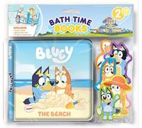 Bluey The Beach Bath Time Books - Activity Books for kids, Bath book, 6 Padded suction cups, 1 Mesh bag