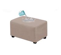 BBDIYCD Funda otomana Impermeable con elástico, Funda para reposapiés, Funda de Asiento Rectangular elástica, Fundas para Taburete, Protector Universal de Gamuza para puf,Khaki,L