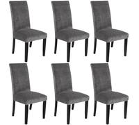 BBDIYCD Fundas para sillas de Comedor, Fundas para sillas de Terciopelo elástico para sillas de Comedor, Fundas para sillas de Comedor extraíbles, Fundas para sillas para Comedor, Hotel,Grey,6PCS