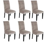 BBDIYCD Fundas para sillas de Comedor, Fundas para sillas de Terciopelo elástico para sillas de Comedor, Fundas para sillas de Comedor extraíbles, Fundas para sillas para Comedor, Hotel,Taupe,6PCS