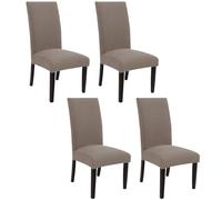 BBDIYCD Fundas para sillas de Comedor, Juego de 2, Juego de 4, Juego de 6, Fundas elásticas para sillas con Respaldo Alto, extraíbles y Lavables, Funda Protectora para Silla de Comedor,Taupe,4PCS
