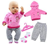 BBEUU Juego de Ropa para muñecas de 14 a 17 Pulgadas, Accesorios para muñecas Que Incluyen Sudadera, Pantalones, Calcetines y Perchas, Linda Jirafa Rosa, Ropa para muñecas de 35-43 cm para niñas y