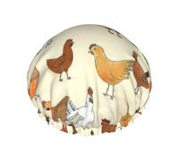 BBEXJIGY A Brood of Chickens - Gorro de ducha reutilizable de doble capa para mujeres y hombres