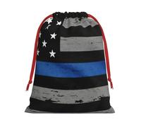 BBEXJIGY American Thin Blue Line Bandera Impresión Navidad Cordón Regalos Bolsa Poliéster Bolsa de Almacenamiento Bolsa de Recuerdos