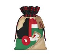 BBEXJIGY Bolsa de almacenamiento abstracta de la bandera del Sahara Occidental con estampado de mapa de Navidad, bloqueo de color, bolsa de almacenamiento con cordón para envolver