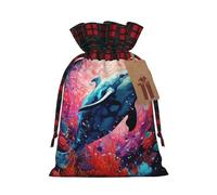 BBEXJIGY Bolsa de almacenamiento con diseño de delfines, tortugas marinas, tiburones, pulpos, arrecifes de coral, Navidad, bloqueo de color, bolsa de almacenamiento para envolver Acción de Gracias