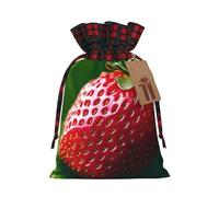 BBEXJIGY Bolsa de almacenamiento con estampado de fresa y bloqueo de color de Navidad, bolsas de cordón para envolver Acción de Gracias