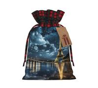 BBEXJIGY Bolsa de almacenamiento con estampado de la Torre Eiffel con bloqueo de color de Navidad, bolsas de almacenamiento con cordón