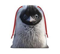 BBEXJIGY Bolsa de almacenamiento de poliéster con cordón de Navidad con estampado de pingüino