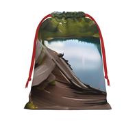 BBEXJIGY Bolsa de almacenamiento de poliéster con cordón para Navidad, diseño de parque nacional de glaciares