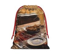 BBEXJIGY Bolsa de almacenamiento de poliéster con estampado de imágenes de comida de granja, bolsa de regalo de Navidad, bolsa de regalo de fiesta