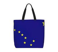 BBEXJIGY Bolsa de mano portátil con estampado de bandera del estado de Alaska para mujer, bolsa grande para playa, viajes, gimnasio, bolso de verano