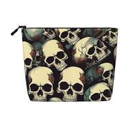 BBEXJIGY Bolsa de maquillaje con estampado de calavera y esqueleto, de una sola capa, de lino falso, elegante y práctico organizador para cosméticos, Negro -, Talla única