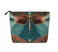 BBEXJIGY Bolsa de maquillaje con estampado de libélula y loto de una sola capa de lino falso, elegante y práctico organizador para cosméticos, Negro -, Talla única