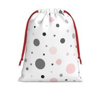 BBEXJIGY Bolsa de regalo de Navidad con cordón de poliéster con estampado moderno de lunares rojos grises blancos