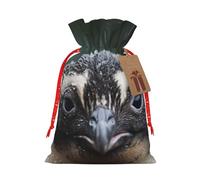 BBEXJIGY Bolsa de regalo de Navidad de poliéster con cordón estampado pingüino lindo
