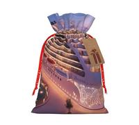 BBEXJIGY Bolsa de regalo de Navidad de poliéster con cordón impreso crucero