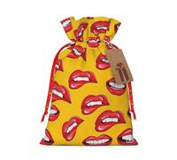 BBEXJIGY Bolsa de regalo de Navidad de poliéster con cordón para mujer que sonríe y muerde los labios rojos