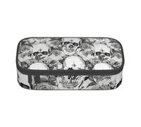 BBEXJIGY Bolsa organizadora de maquillaje de gran capacidad, diseño de calavera y esqueleto, diseñada para lápices de cejas, Negro -, Talla única