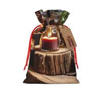 BBEXJIGY Bolsas de regalo de Navidad de poliéster con cordón impreso velas de spa