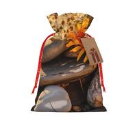 BBEXJIGY Bolsas de regalo de Navidad de poliéster con piedras y velas, estampado de margaritas, cordón