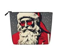 BBEXJIGY Bonita bolsa de maquillaje con estampado de Papá Noel, de una sola capa, de lino falso, elegante y práctico organizador para cosméticos, Negro -, Talla única