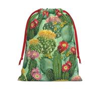 BBEXJIGY Cactus Floral Bloom Impresión Navidad Cordón Regalos Bolsa Poliéster Bolsa de Almacenamiento Bolsa de Favores