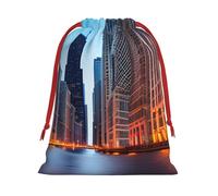 BBEXJIGY Chicago Illinois USA - Bolsa de almacenamiento de poliéster con cordón para regalos de Navidad