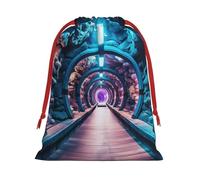 BBEXJIGY Dolphins Sea Turtle Shark Octopus Coral Reef Print Christmas Drawstring Gifts Bag Polyester Storage Bag Party Favor Bag Party Favor Bag