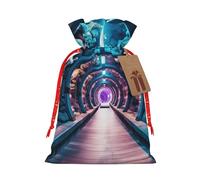 BBEXJIGY Dolphins Sea Turtle Shark Octopus Coral Reef Print Drawstring Presents Bags 1Piece Christmas Polyester Gifts Wrapping Bags Bags