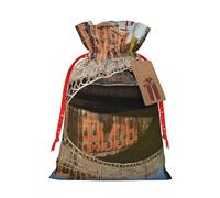 BBEXJIGY Dublín Irlanda Ha Penny Bridge River Print Bolsa de regalo de Navidad de poliéster con cordón
