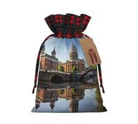 BBEXJIGY Dublín Irlanda Ha Penny Bridge River Print Christmas Color Block Storage Bag Thanksgiving Wrapping Drawstring Sacos