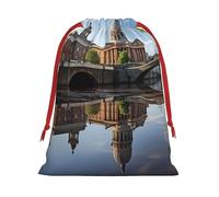 BBEXJIGY Dublin Irlanda Ha Penny Bridge River Print Christmas Drawstring Gifts Bag Bolsa de almacenamiento de poliéster Bolsa de almacenamiento Bolsa de recuerdo de fiesta