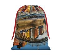 BBEXJIGY Dublin Irlanda Ha Penny Bridge River Print Christmas Drawstring Gifts Bag Bolsa de almacenamiento de poliéster Bolsa de almacenamiento Bolsa de recuerdo de fiesta