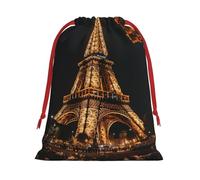 BBEXJIGY French Paris Tour - Bolsa de almacenamiento de poliéster con diseño de la Torre Eiffel con cordón de Navidad