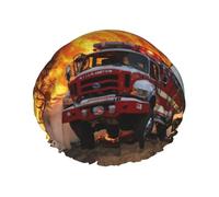 BBEXJIGY Gorro de ducha reutilizable de doble capa con estampado de llama de bombero, para mujeres y hombres