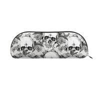BBEXJIGY Mini bolsa de almacenamiento con estampado de calavera y esqueleto para lápices de cejas y pequeños elementos esenciales, plateado, Talla única