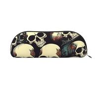 BBEXJIGY Mini bolsa de almacenamiento con estampado de calavera y esqueleto para lápices de cejas y pequeños elementos esenciales, Oro, Talla única