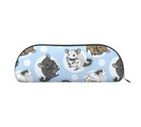 BBEXJIGY Mini bolsa de almacenamiento con estampado de chinchillas azules y lunas para lápices de cejas y pequeños elementos esenciales, plateado, Talla única