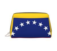 BBEXJIGY Neceser de viaje de piel con estampado de la bandera de Venezuela para mujer, neceser de cosméticos, bolsa de maquillaje