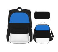BBEXJIGY Paquete de mochila Oxford impermeable 3 en 1 con estampado de bandera de Estonia, bolsa de almuerzo, estuche para lápices y uso diario, Negro -, Talla única